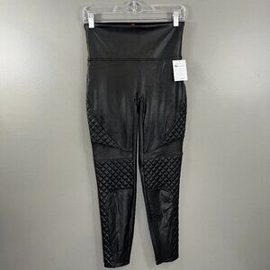 Spanx NWT Quilted Faux Leather Leggings Very Black 20248R Medium $110